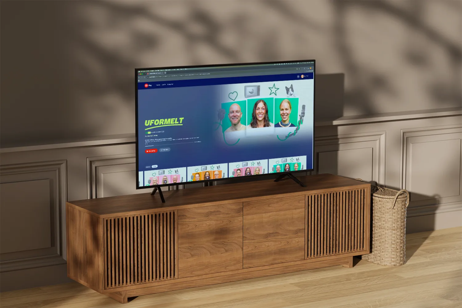 Uformelt på TV 2 Play vist på et TV i stuen